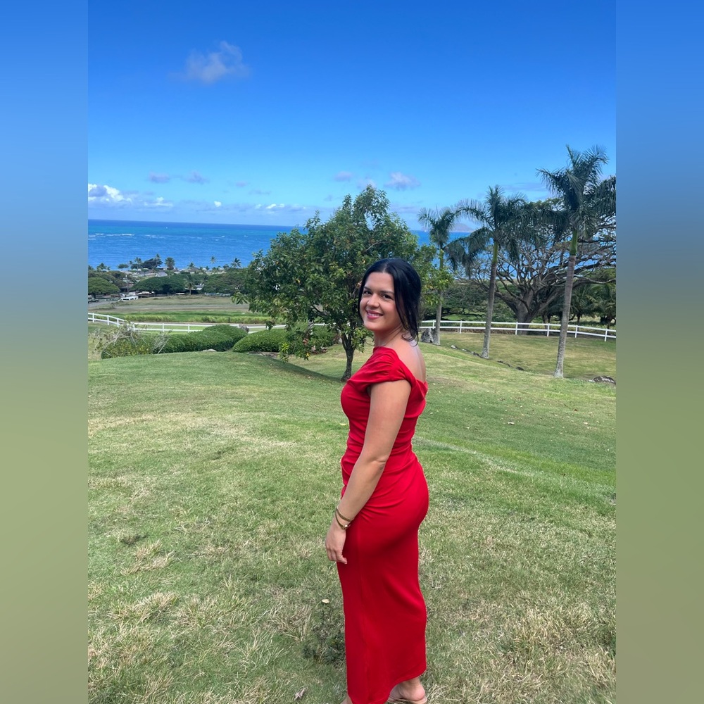 Petal & Pup Red Ruched Maxi Dress - Picture 5 of 6
